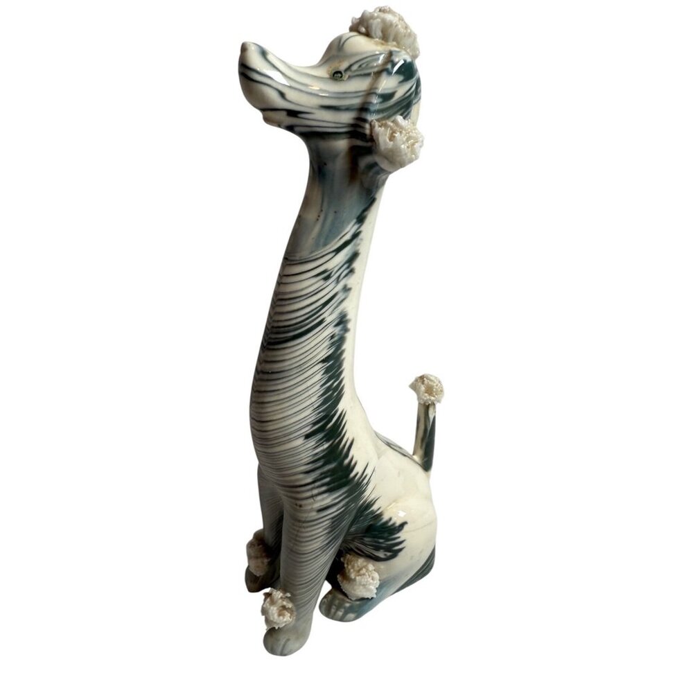 Vintage Kitschy Marble Cake Zoo Spaghetti 7.5" White Gray Poodle Figurine Japan - Picture 2 of 10